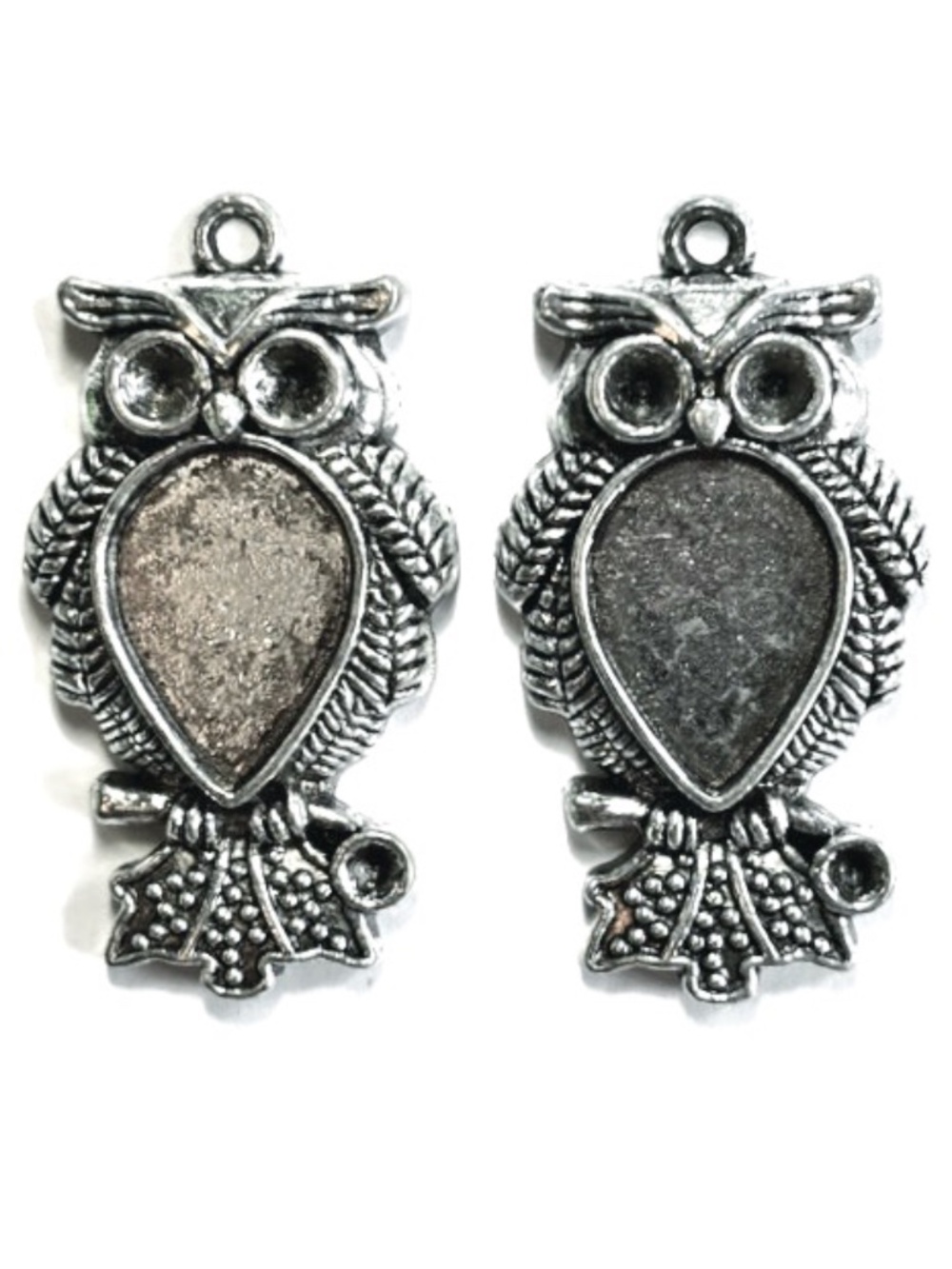 🔥$1 Add-On Silver Tone Owl Cabochon Tray 42mm x 22mm (2pcs)